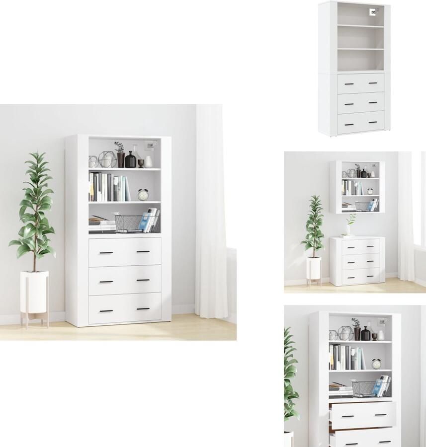 VidaXL Buffetkast: Buffetkasten Dressoir Kast Buffetkast Hoge kast bewerkt hout wit