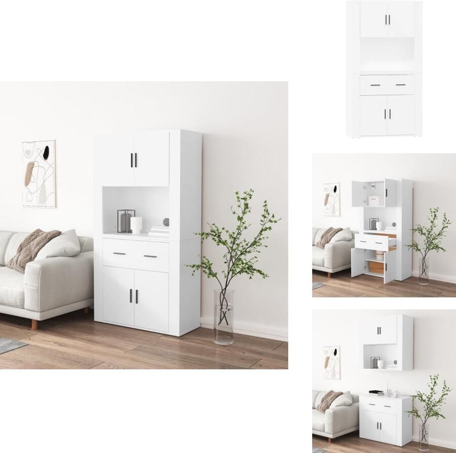 VidaXL Buffetkast: Buffetkasten Dressoir Kast Buffetkast Hoge kast bewerkt hout wit