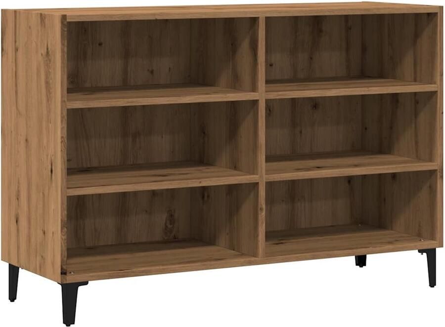 The Living Store Dressoir 103 5x35x70 cm bewerkt hout artisanaal eikenkleurig Dressoir Tv Meubel Opbergkast Salontafel Houtsoort