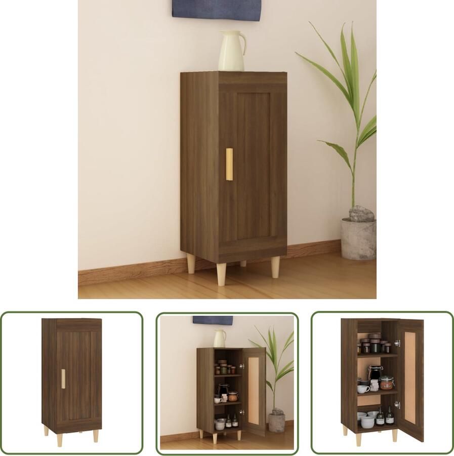The Living Store Dressoir 34 5x34x90 cm bewerkt hout bruin eikenkleur Dressoir Opbergkast Tv-tafel Woonkamerdecoratie Bruineiken