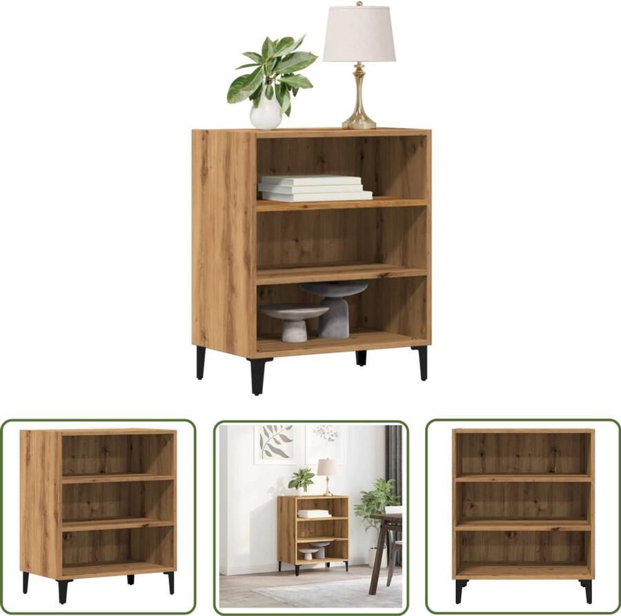 VidaXL Dressoir 57x35x70 cm bewerkt hout artisanaal eikenkleurig Dressoir Buffetkast Salontafel Houten Dressoir Landelijk Dressoir