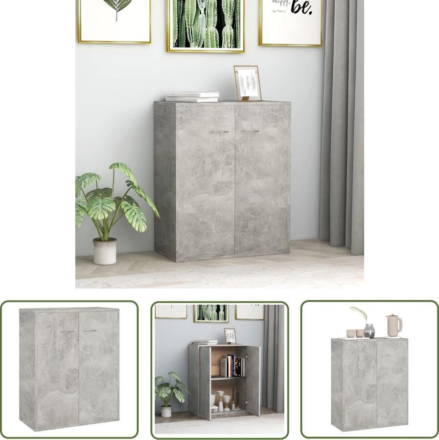 VidaXL Dressoir 60x30x75 cm bewerkt hout betongrijs Dressoir Buffetkast Tv-meubel Houten Dressoir Grijze Dressoir