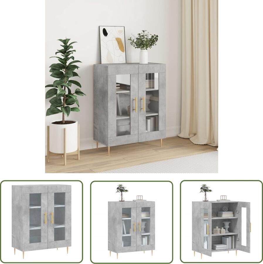 The Living Store Dressoir 69 5x34x90 cm bewerkt hout betongrijs Dressoir Commode Opbergkast Woonkamerinrichting Slaapkamerinrichting - Foto 2