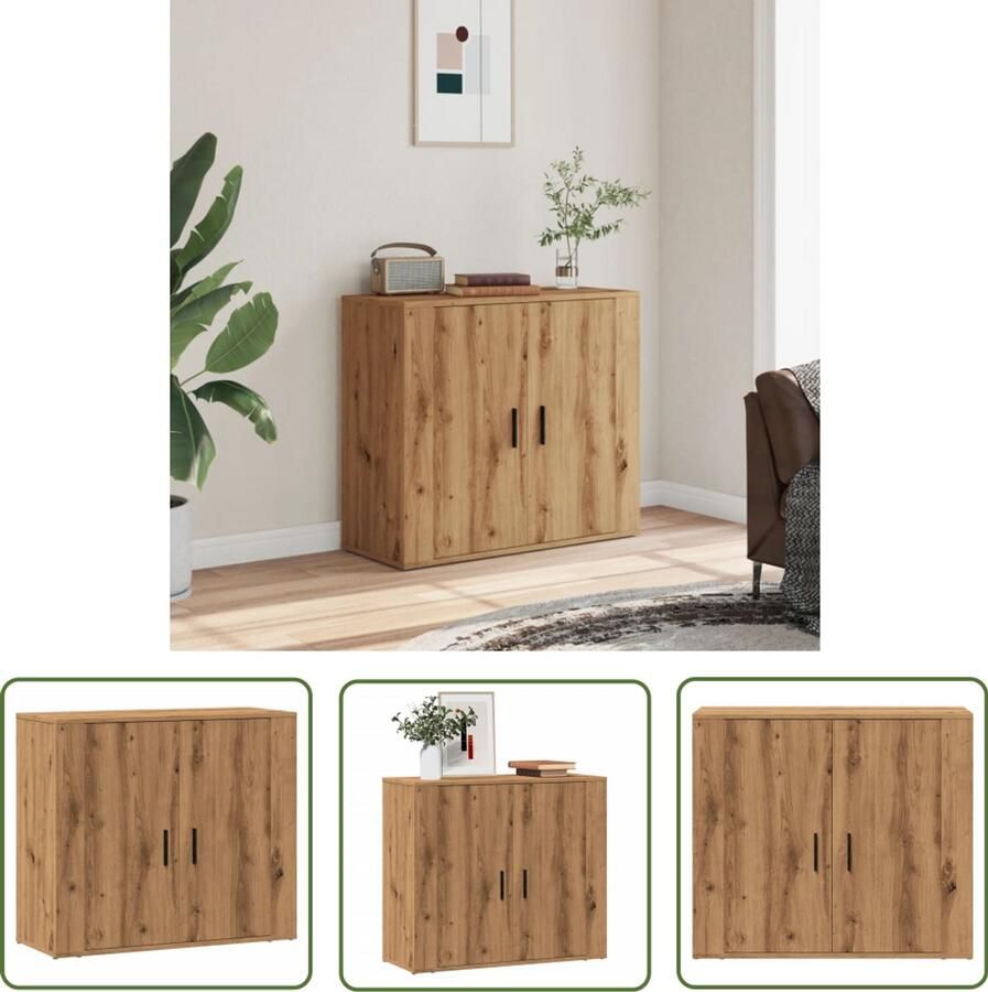 The Living Store Dressoir 80x33x70 cm bewerkt hout artisanaal eikenkleurig Dressoir Houten Dressoir Opbergmeubel Salontafel Tv-stand
