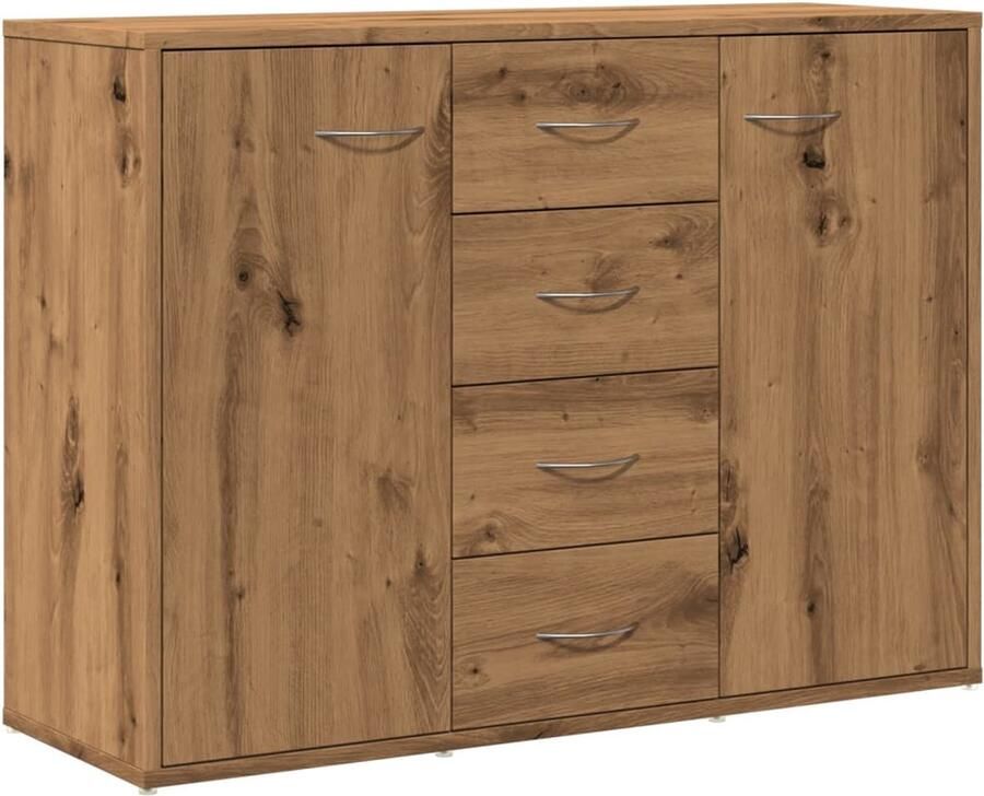 The Living Store Dressoir 88x30x64 cm bewerkt hout artisanaal eikenkleur Dressoir Houten Dressoir Salontafel Opbergkast Livingroom Furniture