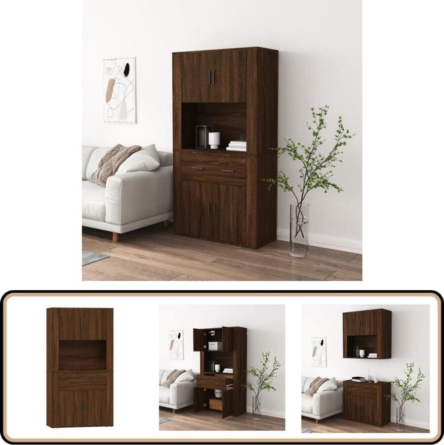 VidaXL Buffetkast en Dressoir Bruin Eiken 80 cm Hoge Kast Buffetkast Dressoir Houten Kast Bruine Eiken