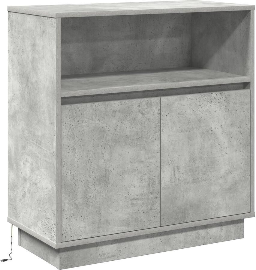 VidaXL Dressoir met LED Betonnen Grijs 71x34 5x75 cm Geïndustrialiseerd Hout - Foto 2