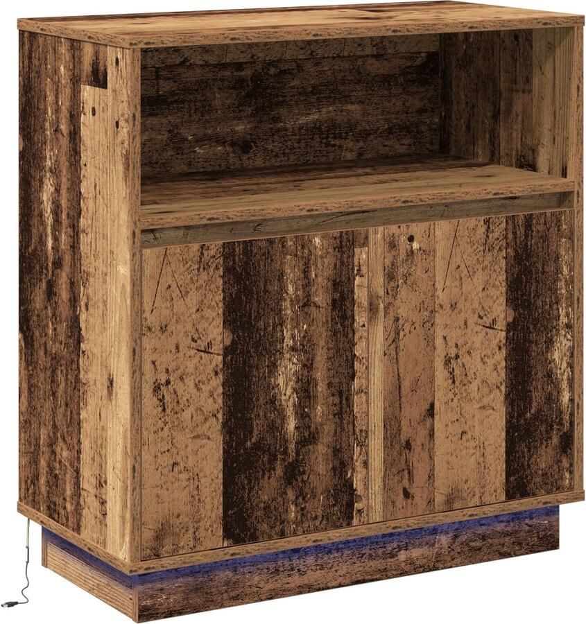 VidaXL Dressoir met LED Oud Hout 71x34 5x75 cm Geengineerd Hout - Foto 2