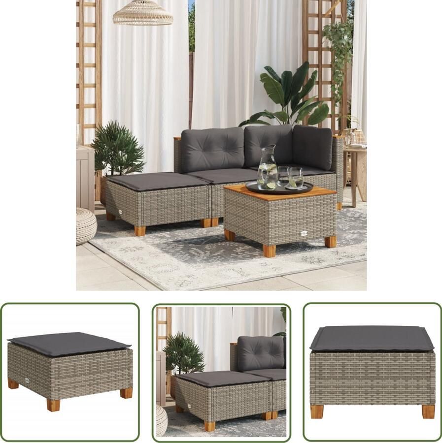 The Living Store Tuinkruk met kussen 63 5x56x32 cm poly rattan grijs Tuinstoel Buitendecoratie Lounge Stoel Terrasstoelen Outdoor Furniture