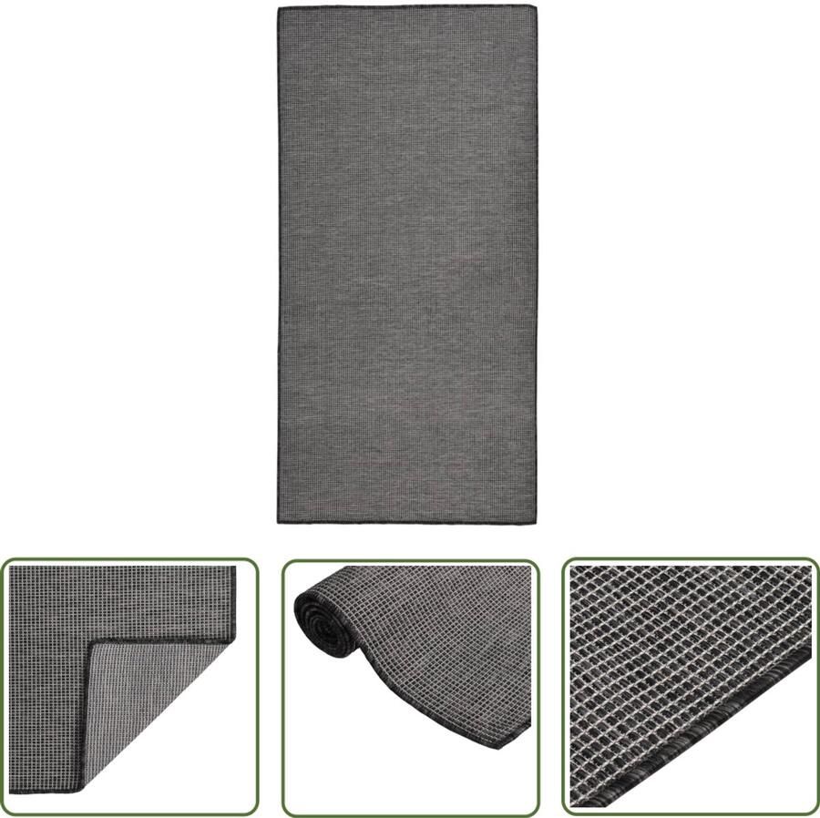 VidaXL Buitenkleed 100x200 cm Grijs Weerbestendig Tuintapijten Buitentapijt Pvc Tapijt Grijze Tuintapijten Patio Tapijt Balkontapis Vloertapijt Kunststof Tapijt Plat Geweven Tapijt Outdoor Tapijt