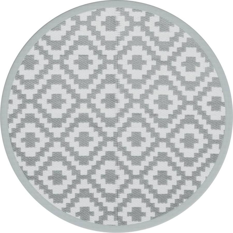 VidaXL Buitenkleed Ø120 cm Grijs Polypropeen Tuintapijt Outdoor Tapijt Patio Tapijt Veranda Tapijt Rond Tapijt