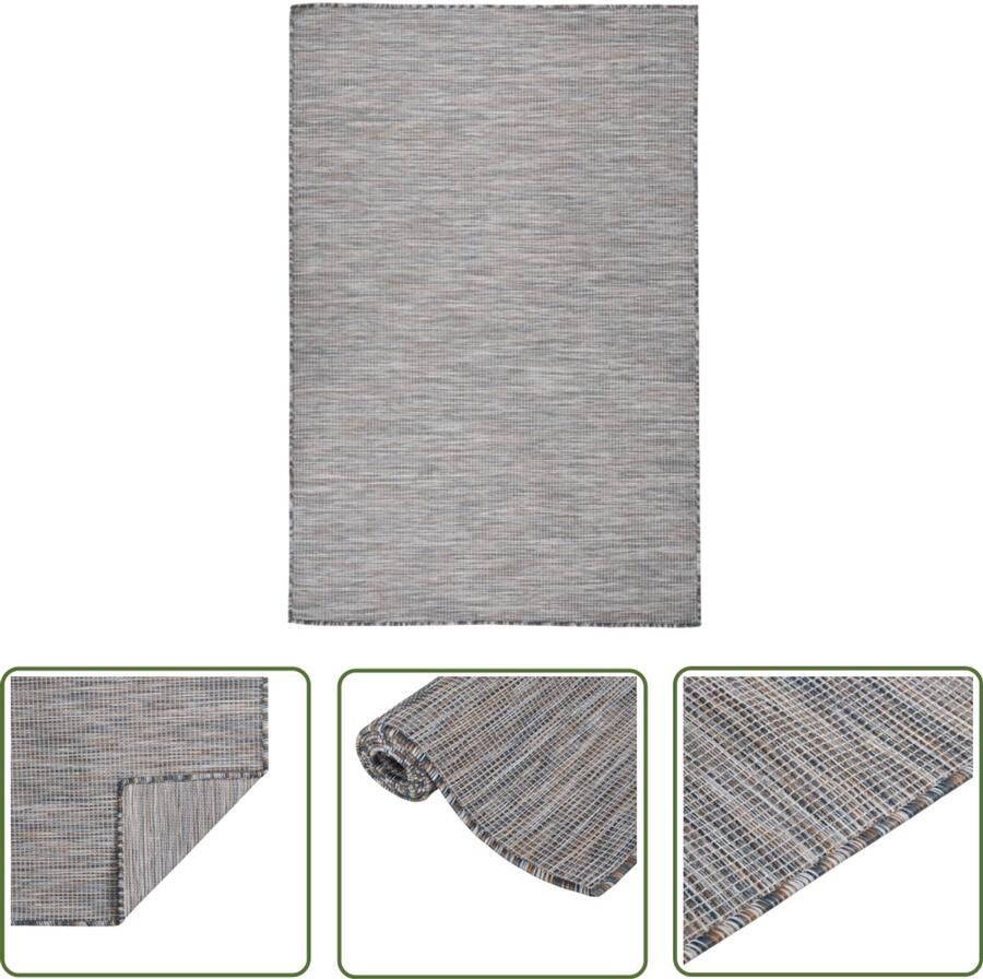 VidaXL Buitenkleed 120x170 cm Bruin en Blauw Tuintapijten Buitentapijt Patiotapet Terrasvloerkleed Plat Geweven Tapijt Kunststof Tapijt Bruine Tapijt Blauwe Tapijt Watervast Tapijt Zonlicht Bestendig Tapijt