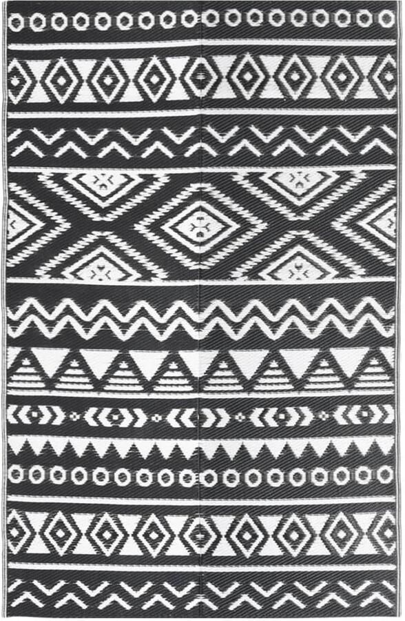 VidaXL Buitenkleed 120x180 cm Zwart Tuintapijt Buitentapijten Terras Tapijt Outdoor Vloerbekleding Zwarte Tapijt