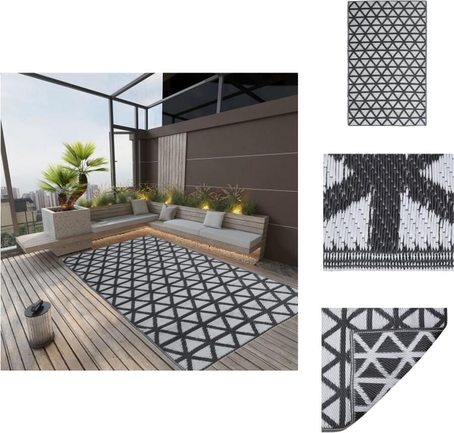 VidaXL Buitenkleed Buitenkleden Kleed Tapijt Buitenkleed ARAKIL 140x200 cm polypropeen zwart