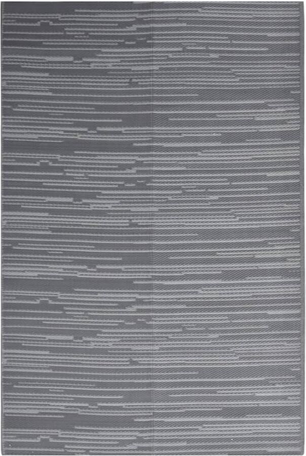 VidaXL Buitenkleed 140x200 cm Antraciet Tuintapijt Buitentuintjes Patio Tapijt Outdoor Vloerbedekking Acacia Hout