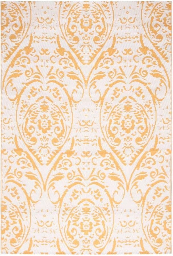 VidaXL Buitenkleed 140x200 cm Geel Polypropyleen Tuintapijt Outdoor Vloerbedekking Patio Dekens Terrasdecoratie Zomertapet