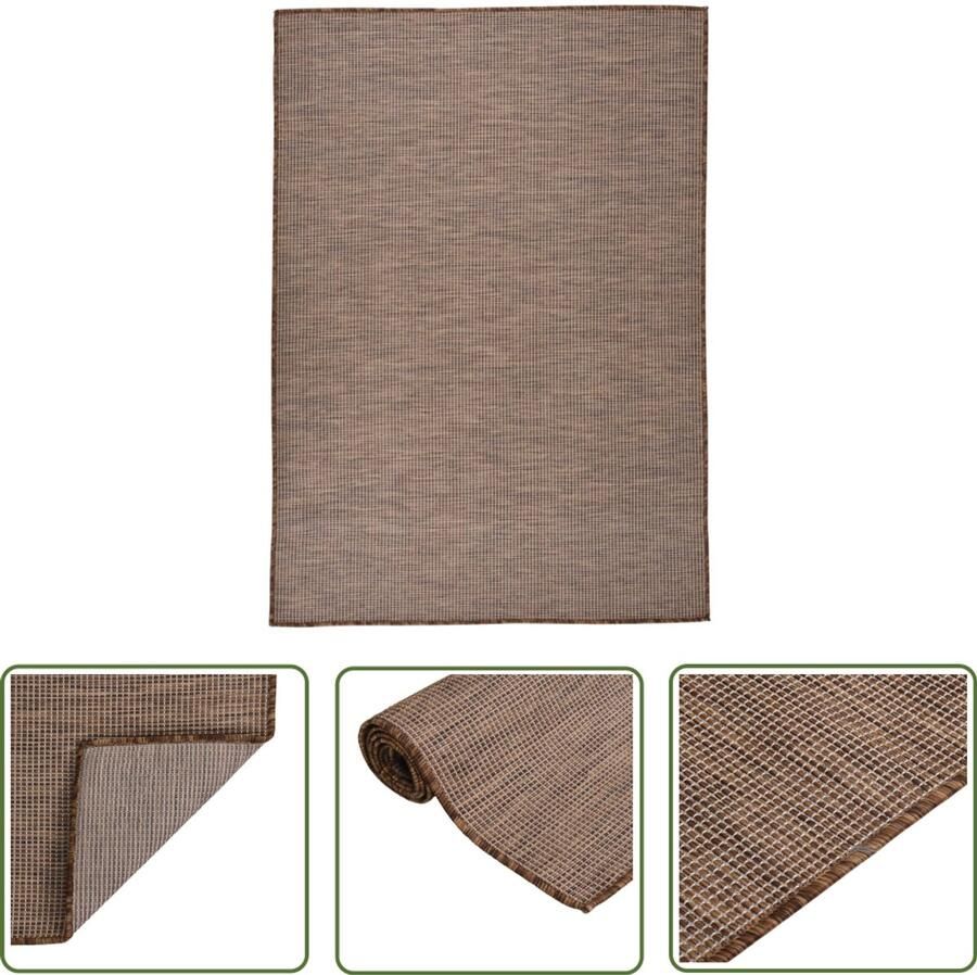 VidaXL Buitenkleed 160x230 cm Bruin Weerbestendig Tuintapijten Buitentapijt Patiodekentjes Terrasdecoratie Polypropyleen Tapijt Bruine Tuinaccessoires Weersbestendig Tapijt Uv Bestendig Tapijt Plat Geweven Tapijt