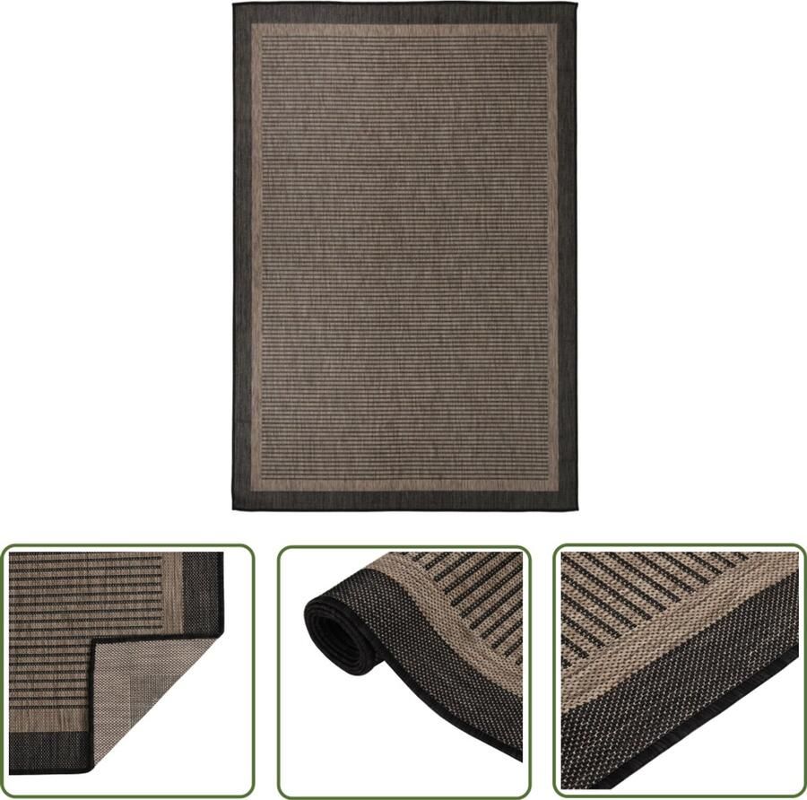 VidaXL Buitenkleed 160x230 cm Donkerbruin Vloerkleed Buitendecor Tuinaccessoire Terrasdecoratie Balkondecoratie Weersbestendig Kunststof Bruin Donkere Kleuren Groot Formaat Plat Geweven Uv Bestendig