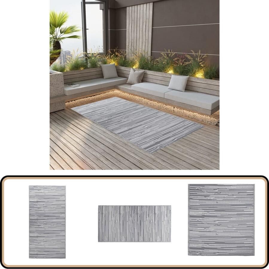 VidaXL Buitenkleed 160x230 cm Grijs PP Tuintapijt Buitentapijten Terras Tapijten Outdoor Tapijt Polypropylene Tapijt