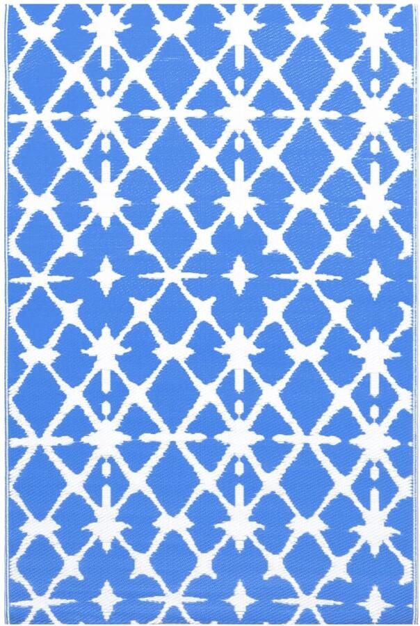 VidaXL Buitenkleed 190x290 cm Blauw en Wit Tuintapijt Outdoor Tapijt Patio Vloerbedekking Terrasdecoratie Zomerhuis