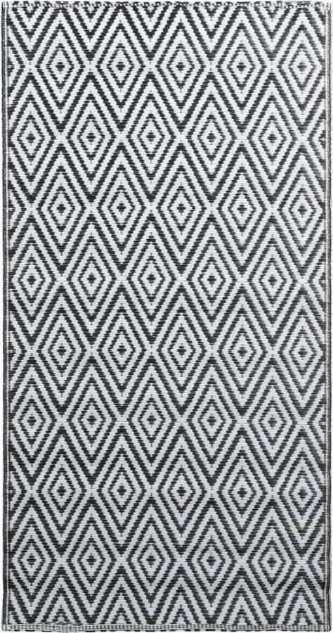 VidaXL Buitenkleed 160x230 cm Wit en Zwart Tuintapijt Buitentapijt Patio Tapijt Terrasdecoratie Outdoor Vloerbedekking