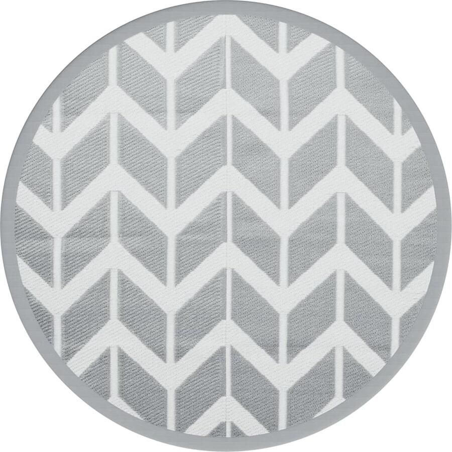 VidaXL Buitenkleed Ø200 cm Grijs Polypropyleen Tuintapijt Outdoor Tapijt Patio Tapijt Terras Tapijt Rond Tapijt