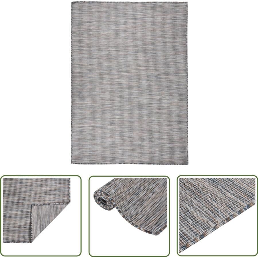 VidaXL Buitenkleed 200x280 cm Bruin en Blauw Tuintapijten Buitentapijt Patiotapet Terrasvloer Polypropyleentrapijt Weersbestendig Tapijt Zonlicht Bestendig Tapijt Bruine Tapijt Blauwe Tapijt