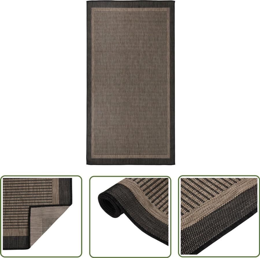 VidaXL Buitenkleed 80x150 cm Donkerbruin Tuintapijten Plat Geweven Tapijt Outdoor Tapijt Terras Tapijt Balkon Tapijt Bruin Tapijt Kunststof Tapijt Weersbestendig Tapijt Uv Bestendig Tapijt