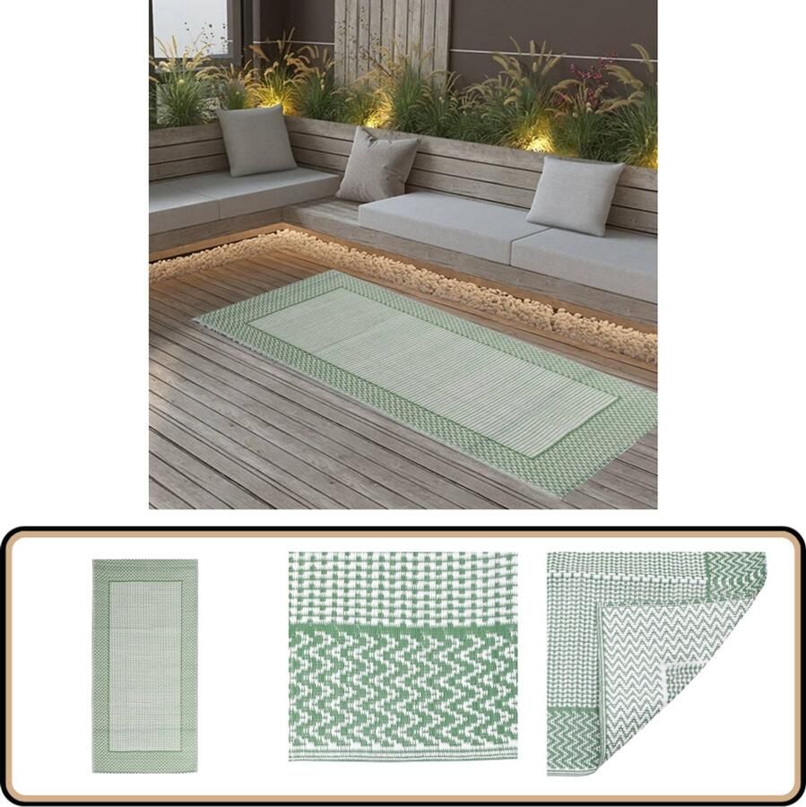 VidaXL Buitenkleed 80x150 cm Groen Polypropyleen Tuintapijt Outdoor Vloerbedekking Patio Dekens Terrasdecoratie Zomertapijt