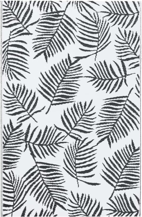 VidaXL Buitenkleed 160x230 cm Wit en Zwart Tuintapijt Outdoor Tapijt Patio Vloerbedekking Terrasdecoratie Zomertapijt