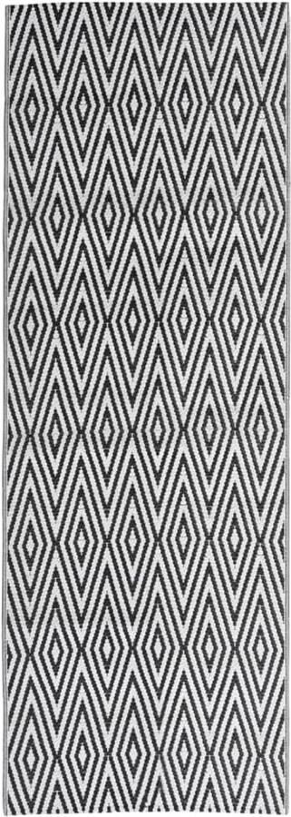 VidaXL Buitenkleed 80x250 cm Zwart Tuintapijt Buitentapijten Terrasdecoratie Outdoor Tapijten Kunststof Tapijt