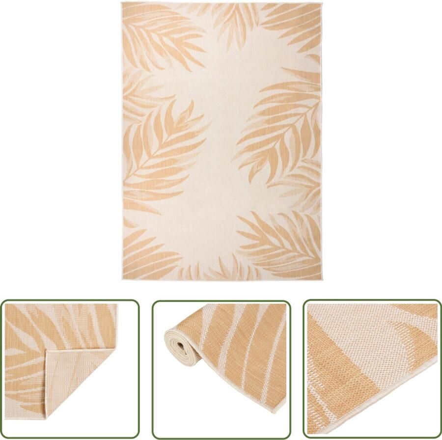 VidaXL Buitenkleed Bladpatroon 200x280 cm Geel Tuintapijten Buitentapijt Terrasvloerkleed Balkontapis Kunststof Tapijt Zonwerend Tapijt Waterafstotende Tapijt UV Bestendig Tapijt Yellow Carpet