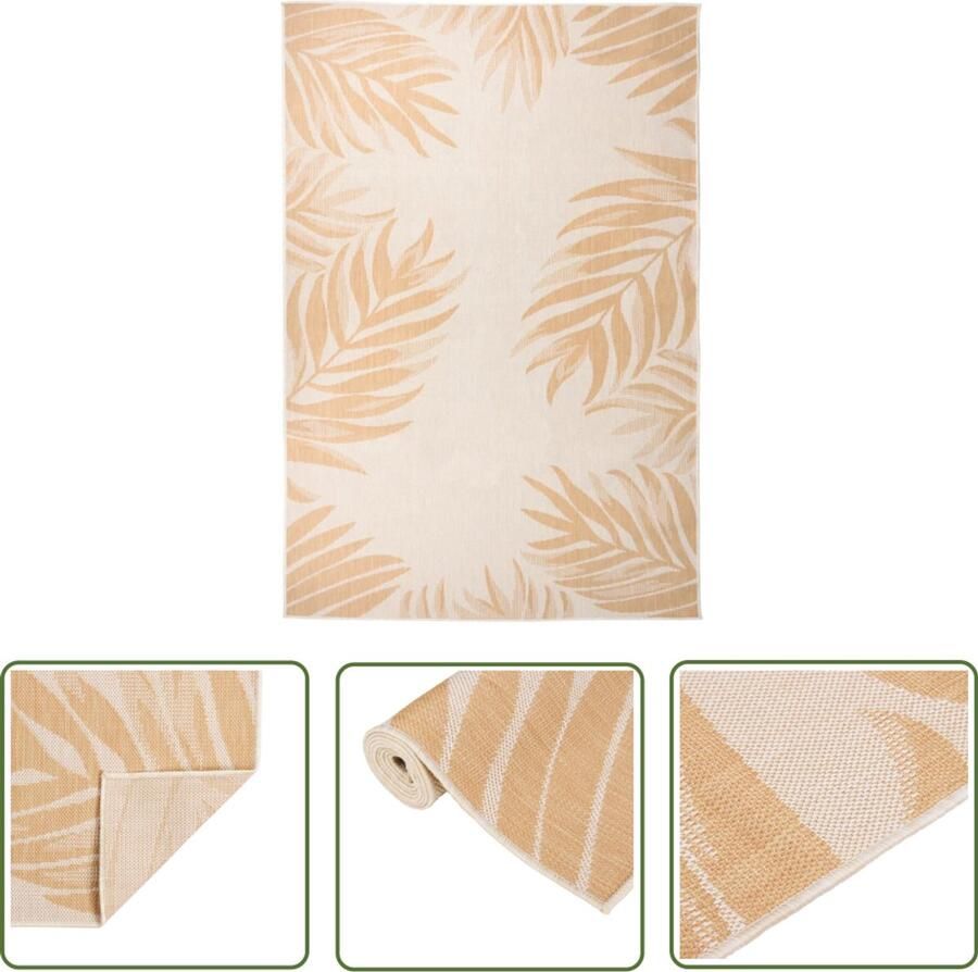 VidaXL Buitenkleed Bladpatroon Geel 160x230 cm Tuintapijten Buitentapijten Terrasvloerbekleding Balkontapis Zonnige Dagen