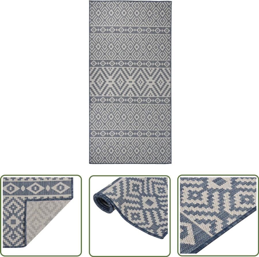 VidaXL Buitenkleed Blauw 100x200 cm Weerbestendig Tuintapijten Vloerkleden Buiten Patio Dekentjes Terrasdekentjes Zomerse Decoratie