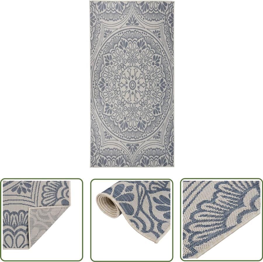 VidaXL Buitenkleed Blauw 100x200 cm Weerbestendig Tuintapijten Vloertegels Outdoor Decor Patio Meubels Balkon Accessoires Zomerdecor