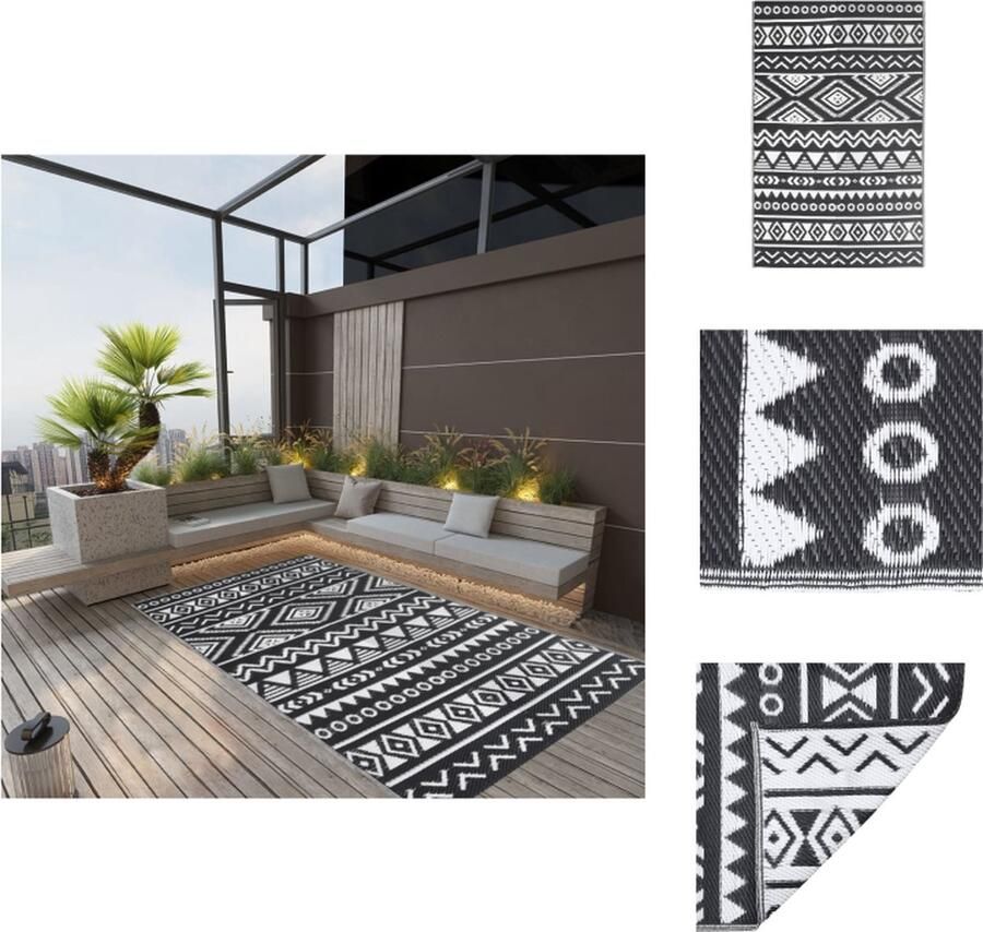 VidaXL Tuintapijt Tuinaccessoires 160 x 230 cm Zwarte dubbellagse jacquard Buitenkeuken