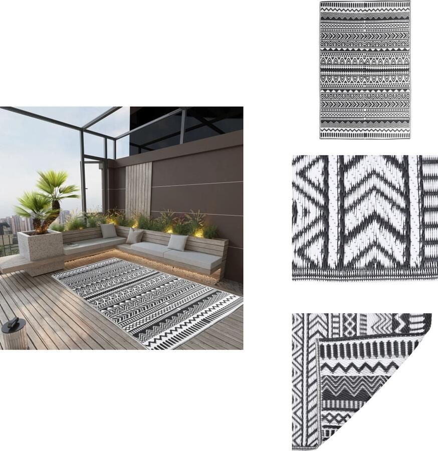 VidaXL Buitenkleed Buitenkleden Kleed Tapijt Buitenkleed ARAKIL 120x180 cm polypropeen zwart