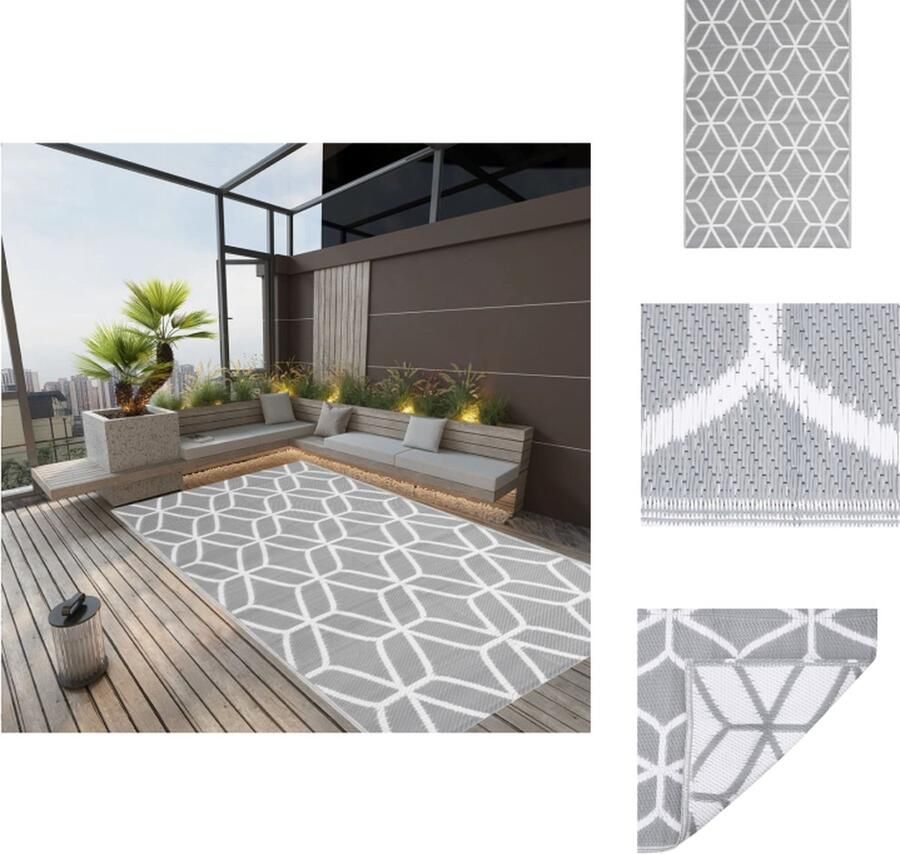 VidaXL Buitenkleed Buitenkleden Kleed Tapijt Buitenkleed ARAKIL 140x200 cm polypropeen grijs