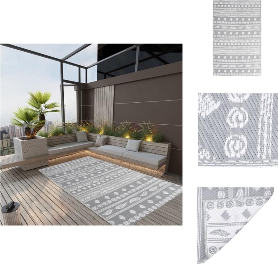 VidaXL Buitenkleed Buitenkleden Kleed Tapijt Buitenkleed ARAKIL 160x230 cm polypropeen grijs