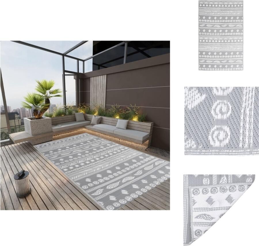 VidaXL Buitenkleed Buitenkleden Kleed Tapijt Buitenkleed ARAKIL 190x290 cm polypropeen grijs