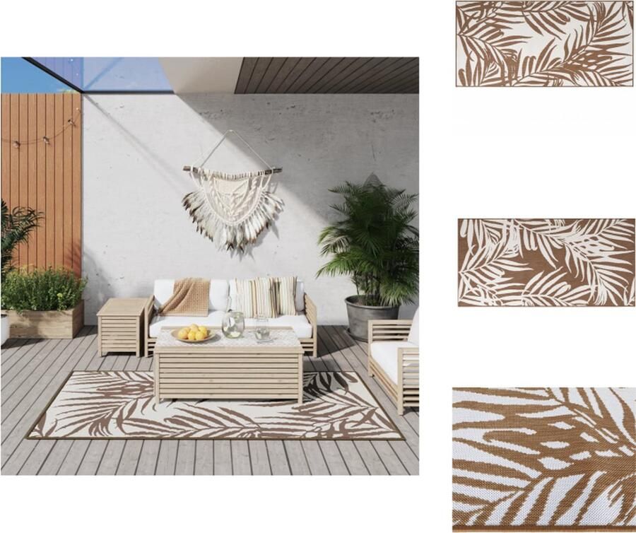 VidaXL Buitenkleed 100 x 200 cm Omkeerbaar Duurzaam UV-beschermd Waterafstotend Bruin en wit 100% polypropeen (PP) Buitenkeuken