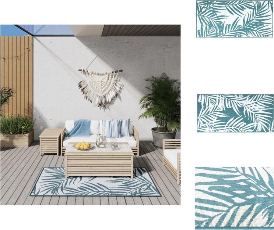 VidaXL Buitenkleed Buitenkleden Tapijt Vloerkleed Buitenkleed omkeerbaar 80x150 cm aqua en wit