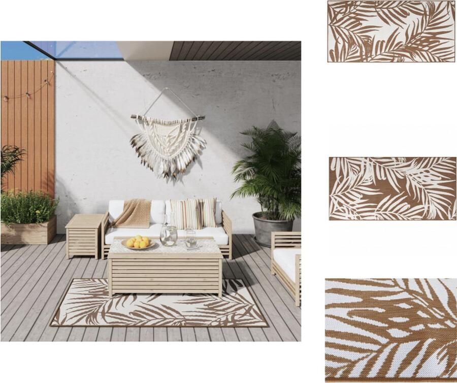 VidaXL Buitenkleed Buitenkleden Tapijt Vloerkleed Buitenkleed omkeerbaar 80x150 cm bruin en wit