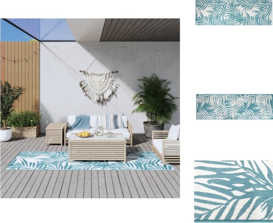 VidaXL Buitenkleed Buitenkleden Tapijt Vloerkleed Buitenkleed omkeerbaar 80x250 cm aqua en wit