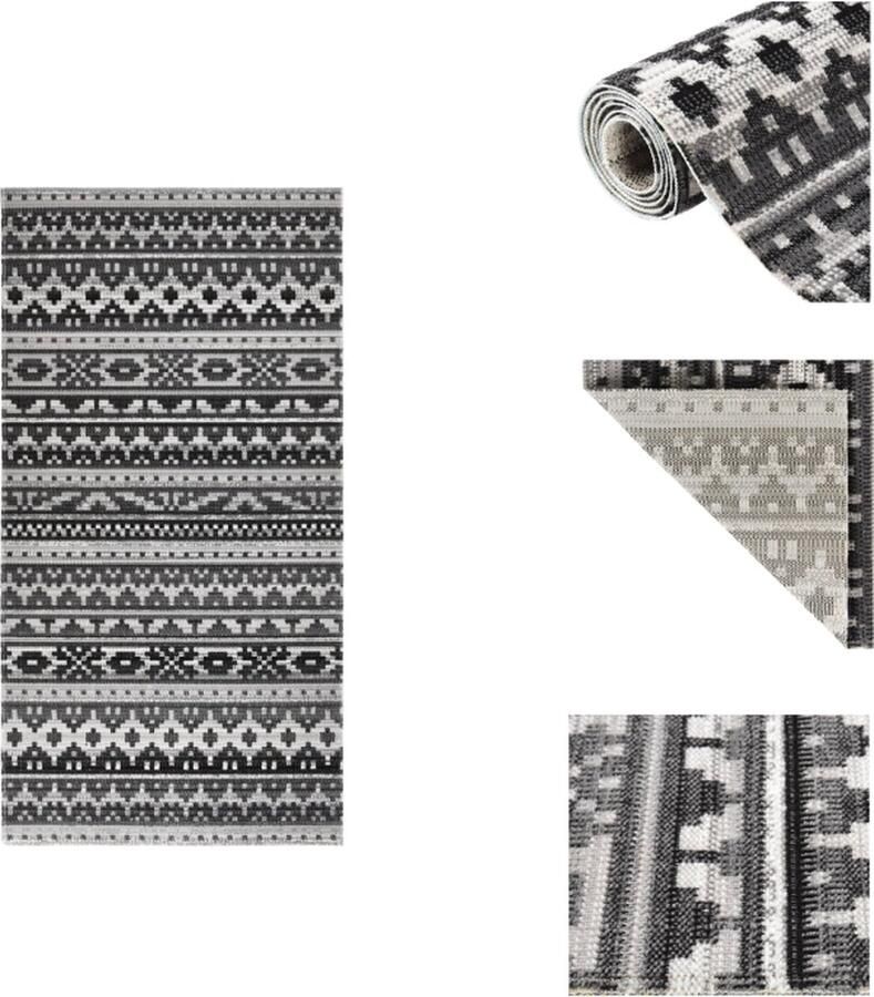 VidaXL Buitenkleed Buitenkleden Terras Vloerkleed Balkon Vloerkleed Buitenkleed platgeweven 80x150 cm donkergrijs