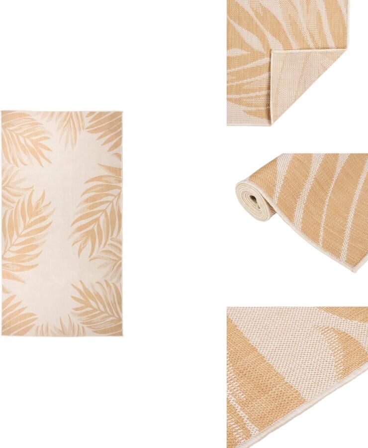 VidaXL Buitenkleed Buitenkleden Tuinkleed Platgeweven Buitenkleed met bladpatroon platgeweven 80x150 cm