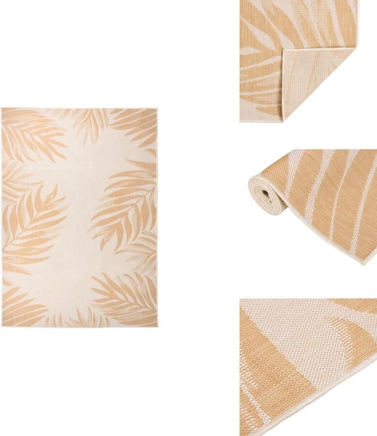 VidaXL Buitenkleed Buitenkleden Tuinkleed Platgeweven Buitenkleed met bladpatroon platgeweven 120x170 cm