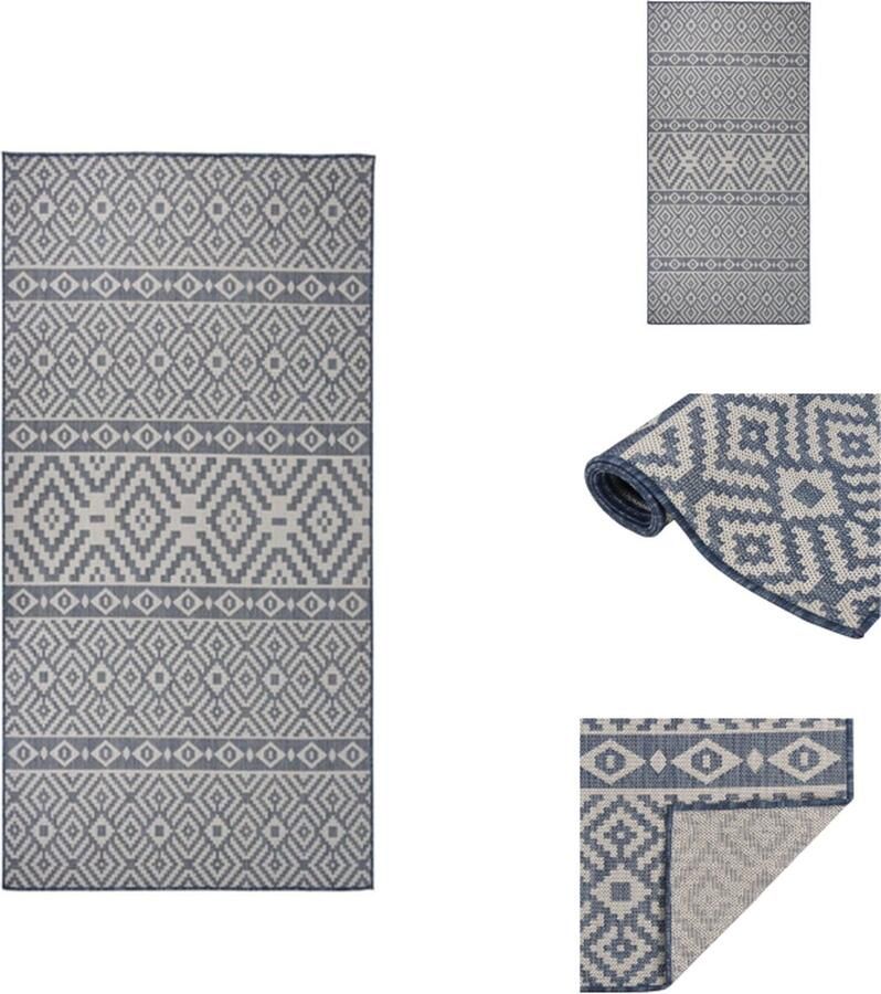 VidaXL Buitenkleed Buitenkleden Tuinkleed Platgeweven Buitenkleed met patroon platgeweven 100x200 cm blauw