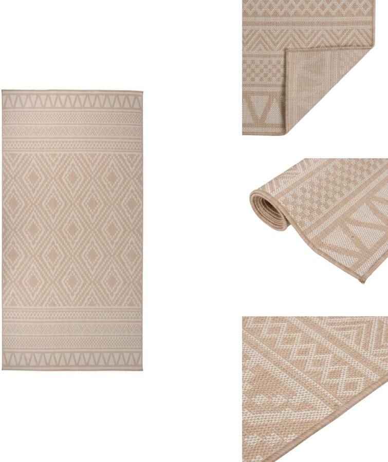 VidaXL Buitenkleed Buitenkleden Tuinkleed Platgeweven Buitenkleed met patroon platgeweven 100x200 cm bruin