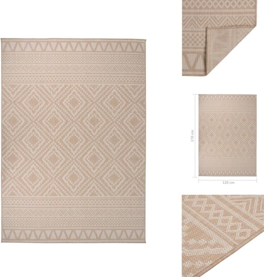 VidaXL Buitenkleed Buitenkleden Tuinkleed Platgeweven Buitenkleed met patroon platgeweven 120x170 cm bruin